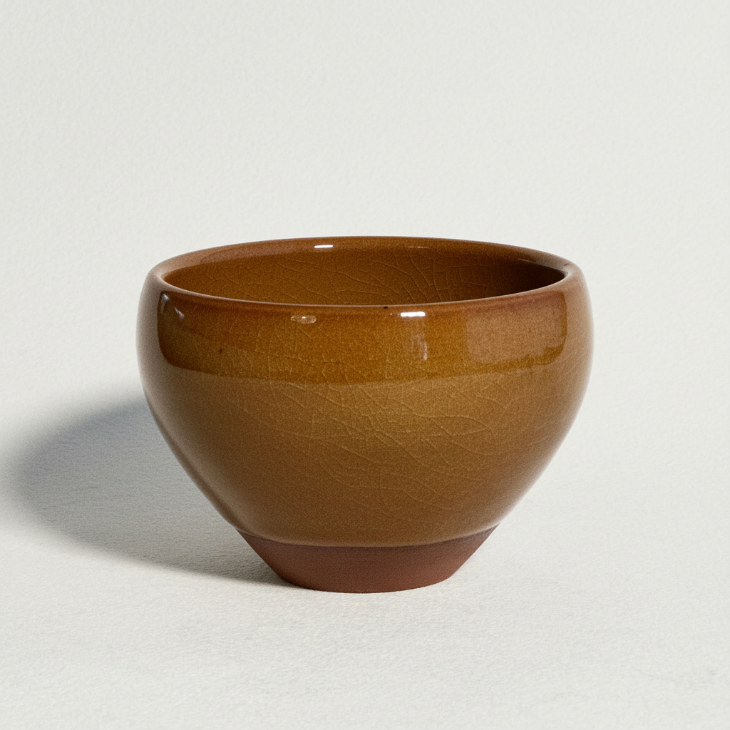 Handmade Crackle Glaze Tea Cup - Ember & Teal