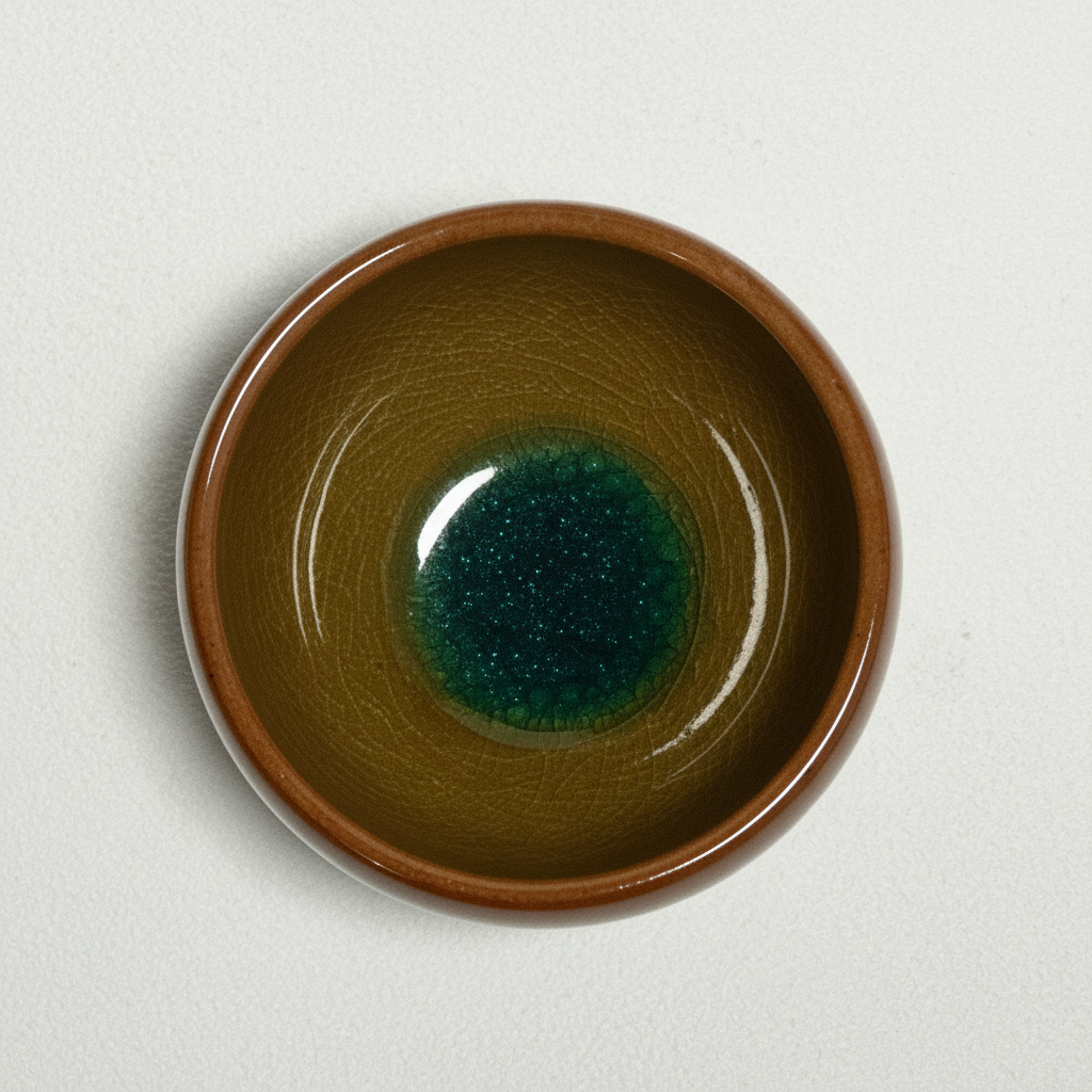 Handmade Crackle Glaze Tea Cup - Ember & Teal