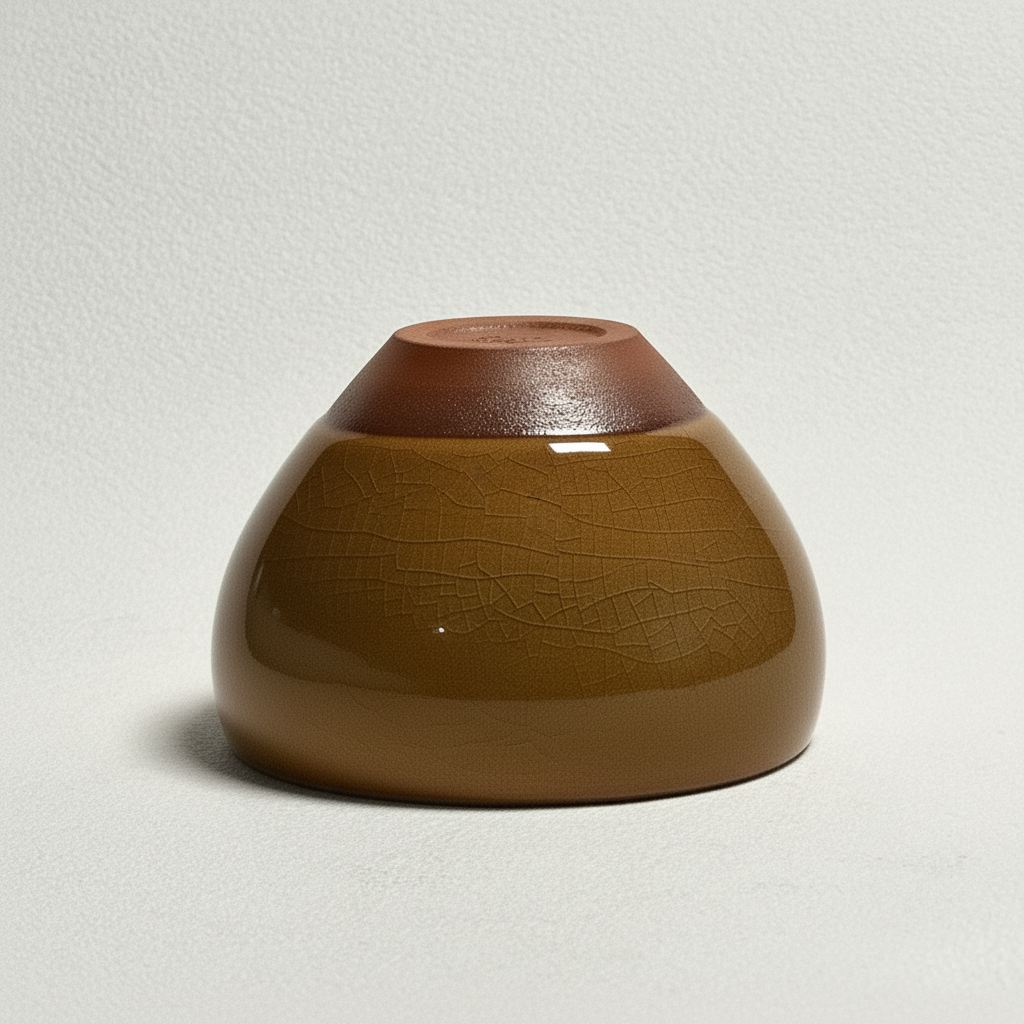 Handmade Crackle Glaze Tea Cup - Ember & Teal