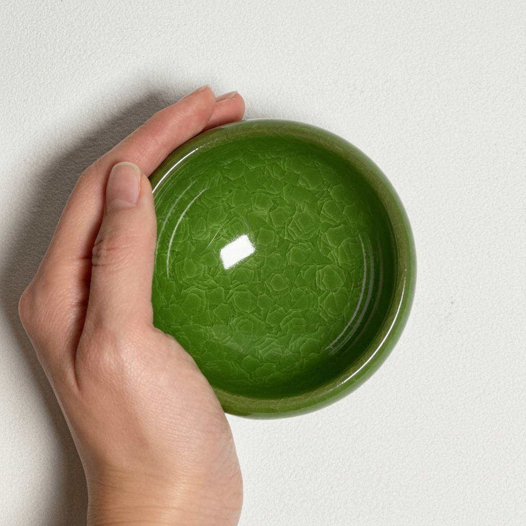 Handmade Melting Frost Tea Cup - Emerald