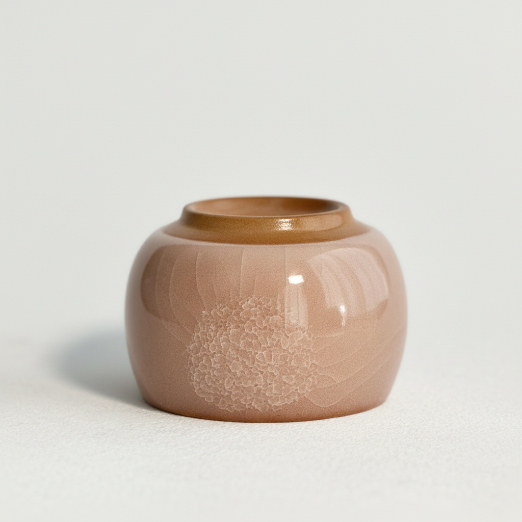 Handmade Floral Crackle Glaze Tea Cup - Nude