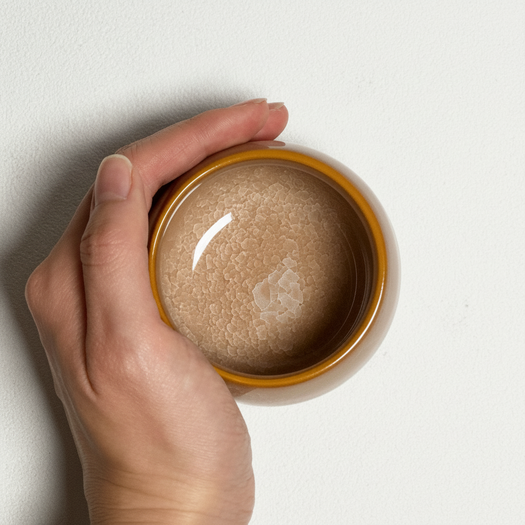 Handmade Floral Crackle Glaze Tea Cup - Nude