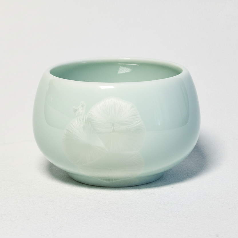 Ceramic bowl with a textured surface on a light gray background