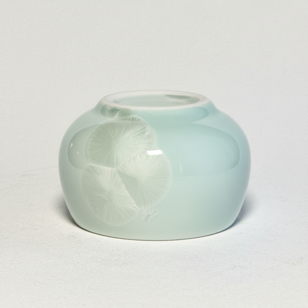 Handmade Celadon Crystalline Tea Cup - Celadon Green