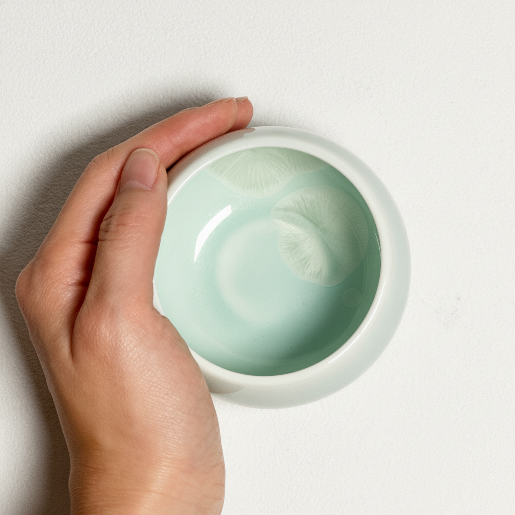 Handmade Celadon Crystalline Tea Cup - Celadon Green